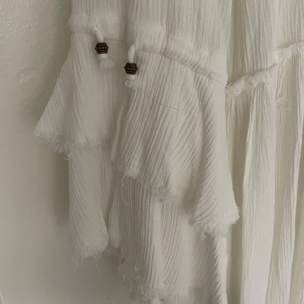 White Ruffled Boho Maxi Dress Fabulous!! - Picture 8 of 11